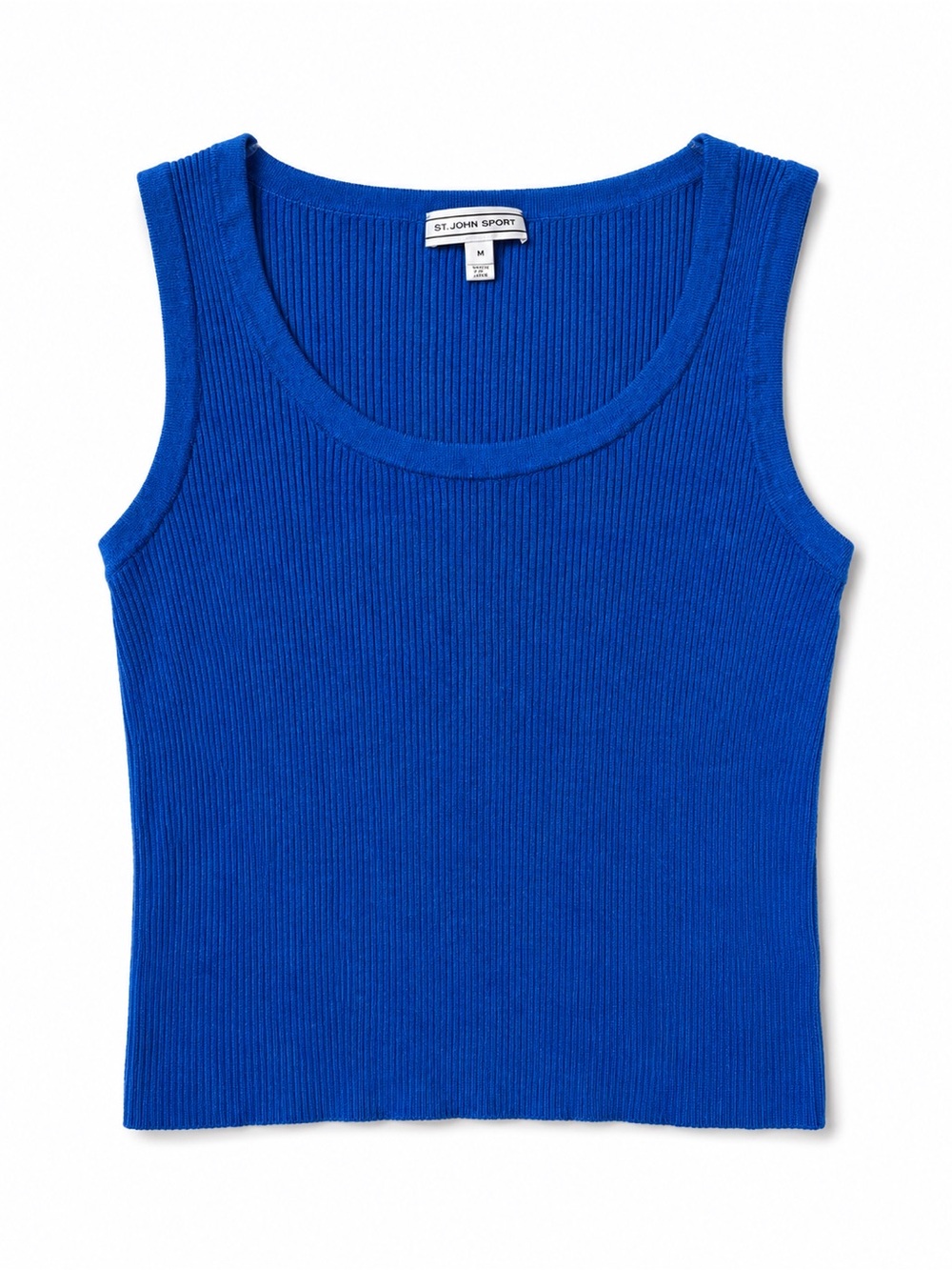 St. John Sport Blue Ribbed Knit Tank Top Medium Made in Japan Wool Blend